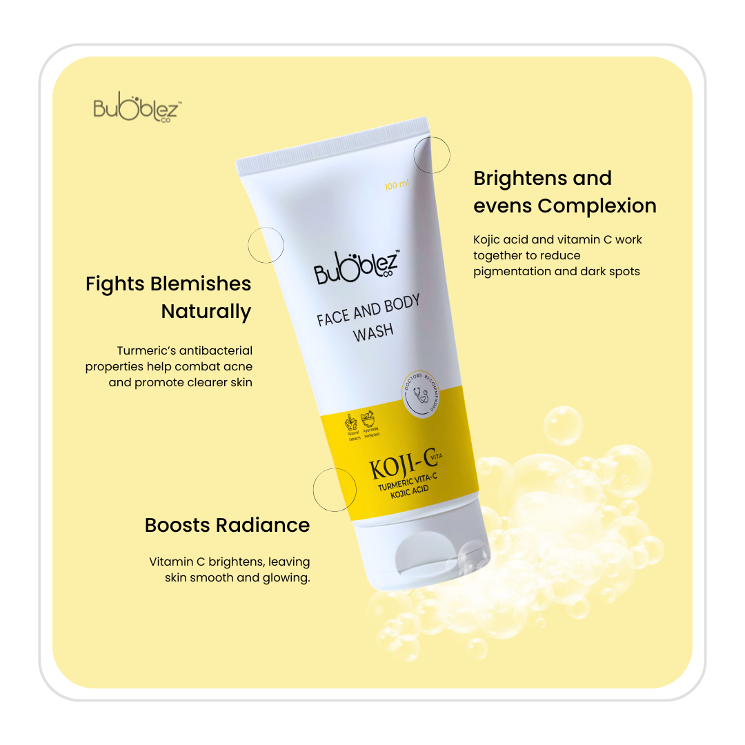 Koji-C Face & Body Wash (2 in 1) | 2% Kojic Acid, Vitamin-C & Turmeric Cleanser for Pigmentation & Bright Skin
