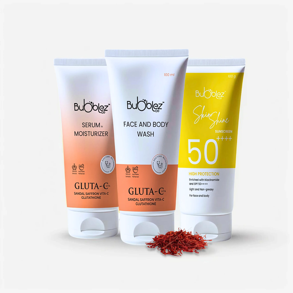 Brightening Trio : 3-Step Skincare Routine to Brighten, Hydrate & Protect Bubblez Cosmetics