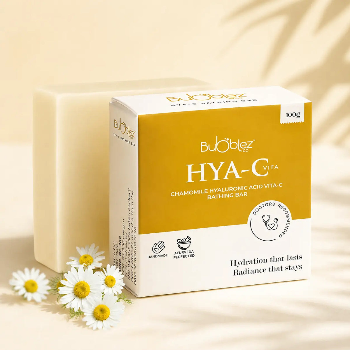 Hya-C Bathing Bar | Hyaluronic Acid Soap with Chamomile & Vitamin C for Hydrating, Radiant Skin Bubblez Cosmetics