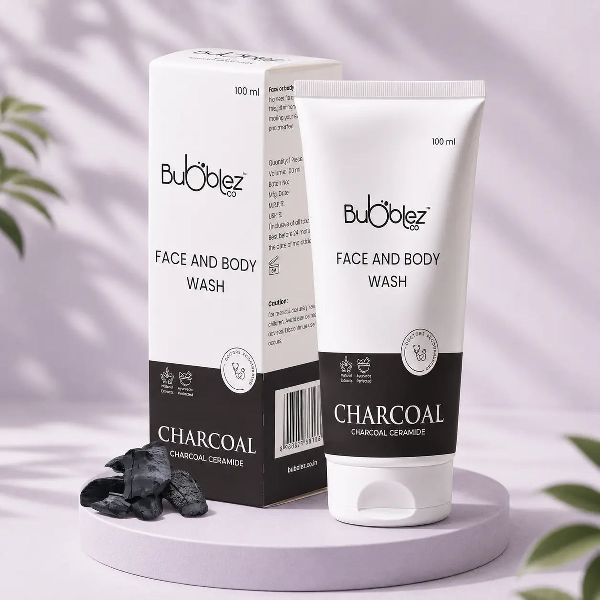 Charcoal Ceramide Face & Body Wash (2 in 1) | Activated Charcoal Face Wash & Ceramide Cleanser for Detoxed, Clear Skin Bubblez Cosmetics