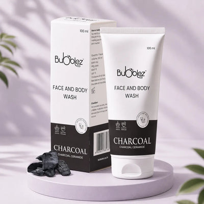 Charcoal Ceramide Face & Body Wash (2 in 1) | Activated Charcoal Face Wash & Ceramide Cleanser for Detoxed, Clear Skin Bubblez Cosmetics