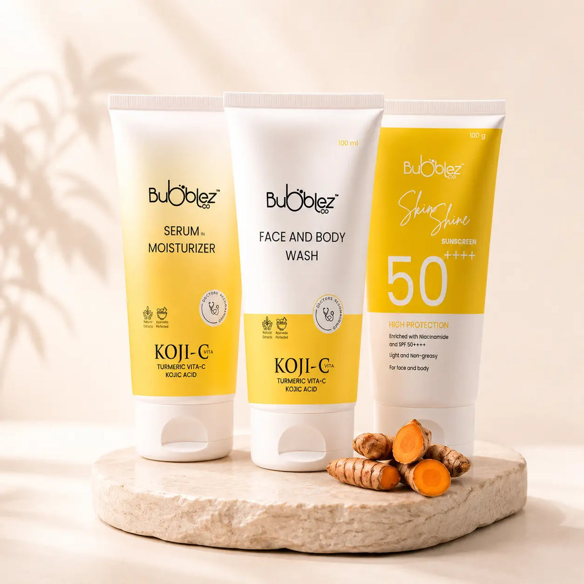 Kojic Acid Spotless Skin Trio | 3-Step Routine to Brighten & Protect Bubblez Cosmetics