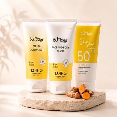 Kojic Acid Spotless Skin Trio | 3-Step Routine to Brighten & Protect Bubblez Cosmetics