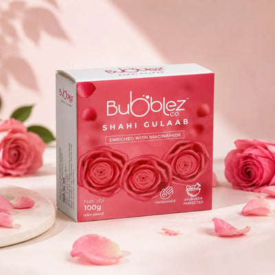 Shahi Gulaab Niacinamide Bathing Bar | Rose Glow Soap for Soft Skin Bubblez Cosmetics