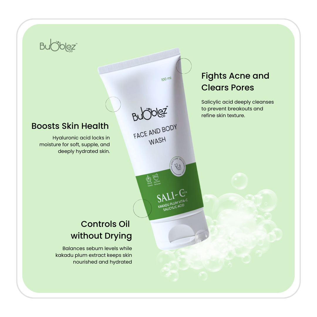 Sali-C Face & Body Wash (2 in 1) | Salicylic Acid Cleanser for Acne-Prone, Oily & Pimple-Free Skin