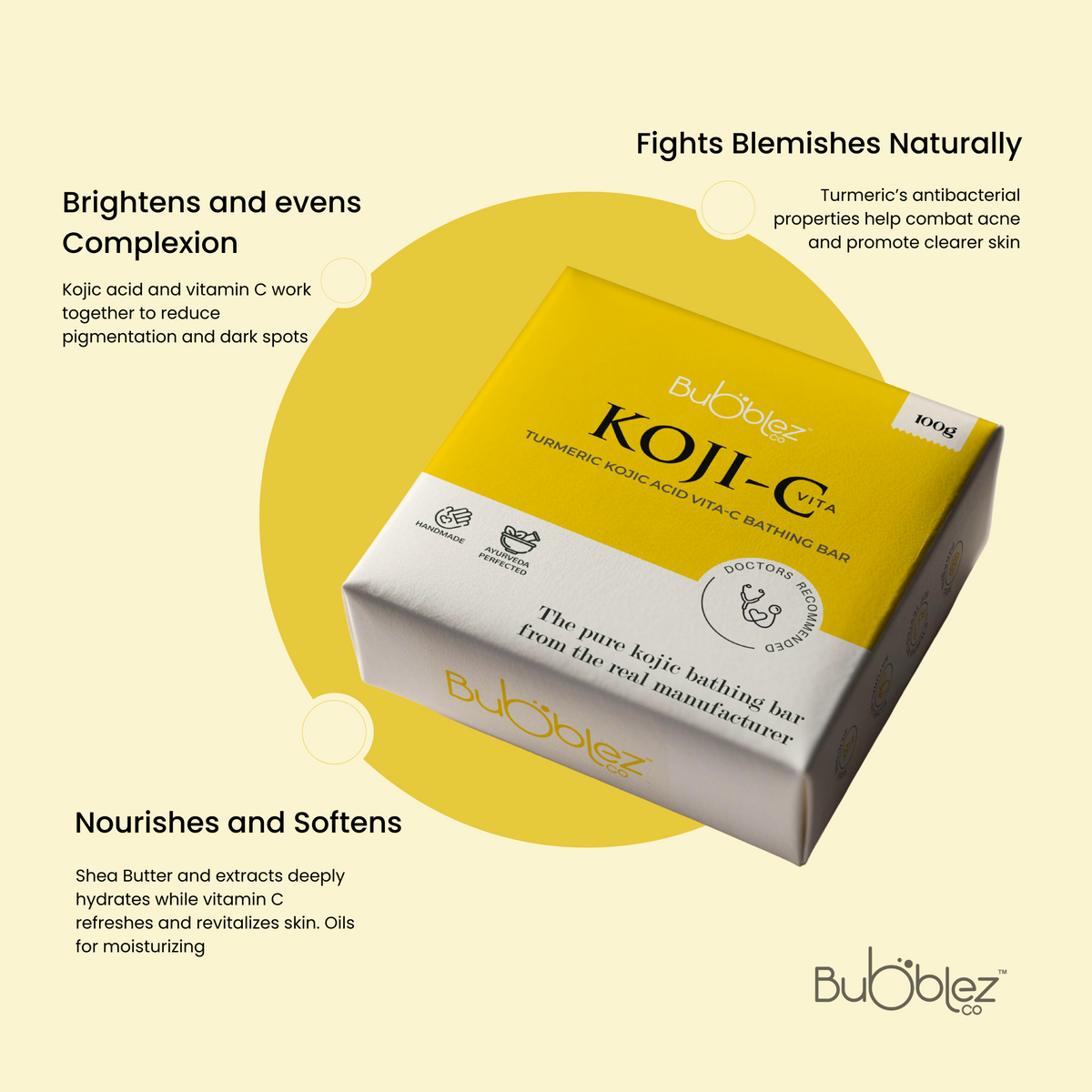 Koji-C 2% Kojic acid Vitamin-C Turmeric Bathing bar