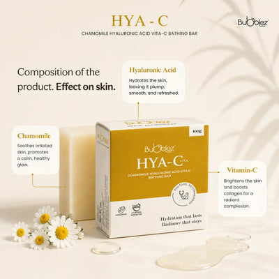 Hya-C Bathing Bar | Hyaluronic Acid Soap with Chamomile & Vitamin C for Hydrating, Radiant Skin Bubblez Cosmetics