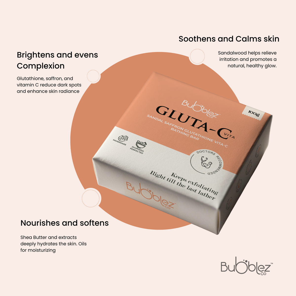 Gluta-C Glutathione Sandal Saffron Vitamin-C Bathing bar