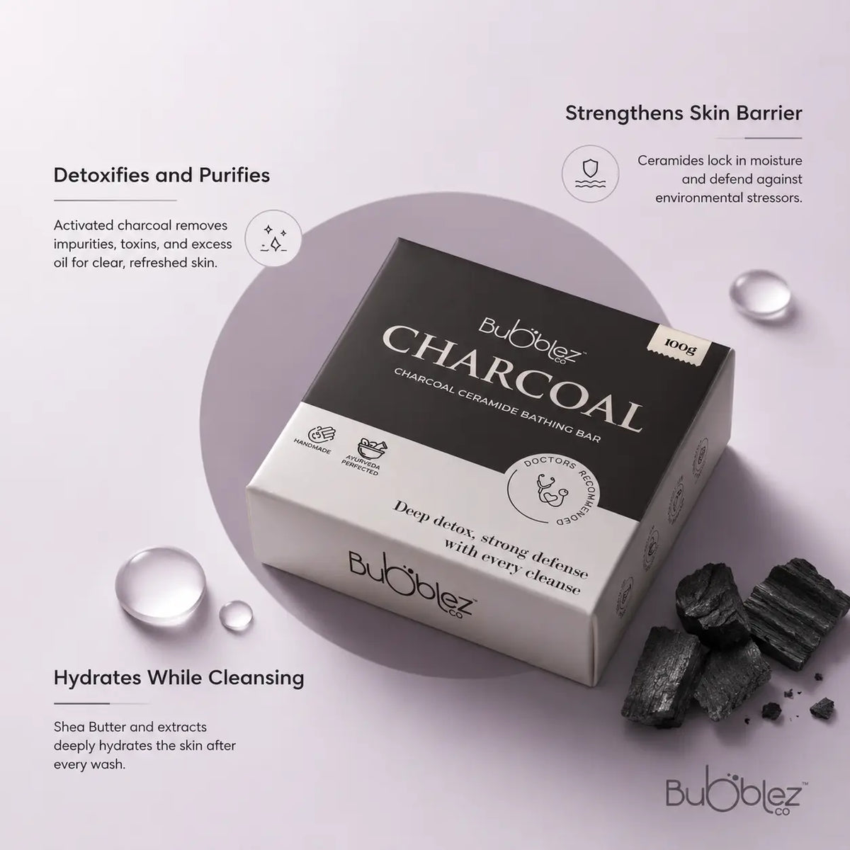 Charcoal Ceramide Bathing Bar | Activated Charcoal Soap for Skin Detox, Deep Cleansing & Clear Skin Bubblez Cosmetics