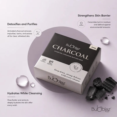 Charcoal Ceramide Bathing Bar | Activated Charcoal Soap for Skin Detox, Deep Cleansing & Clear Skin Bubblez Cosmetics