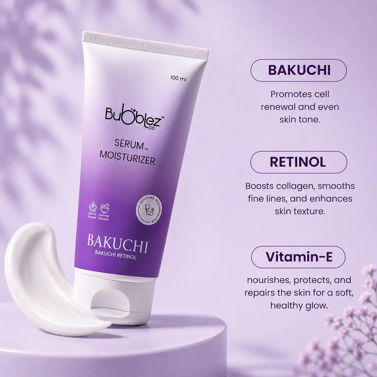 Bakuchi + Retinol Serum Moisturizer | Ayurvedic Retinol Serum for Youthful Skin Bubblez Cosmetics
