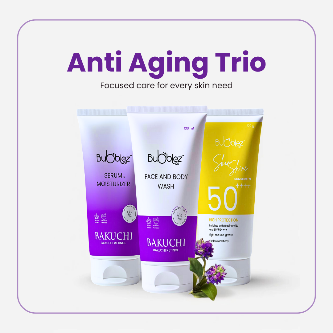 Anti Aging Trio : 3-Step Skincare Routine to Reduce Fine Lines, Dark Spots & Protect