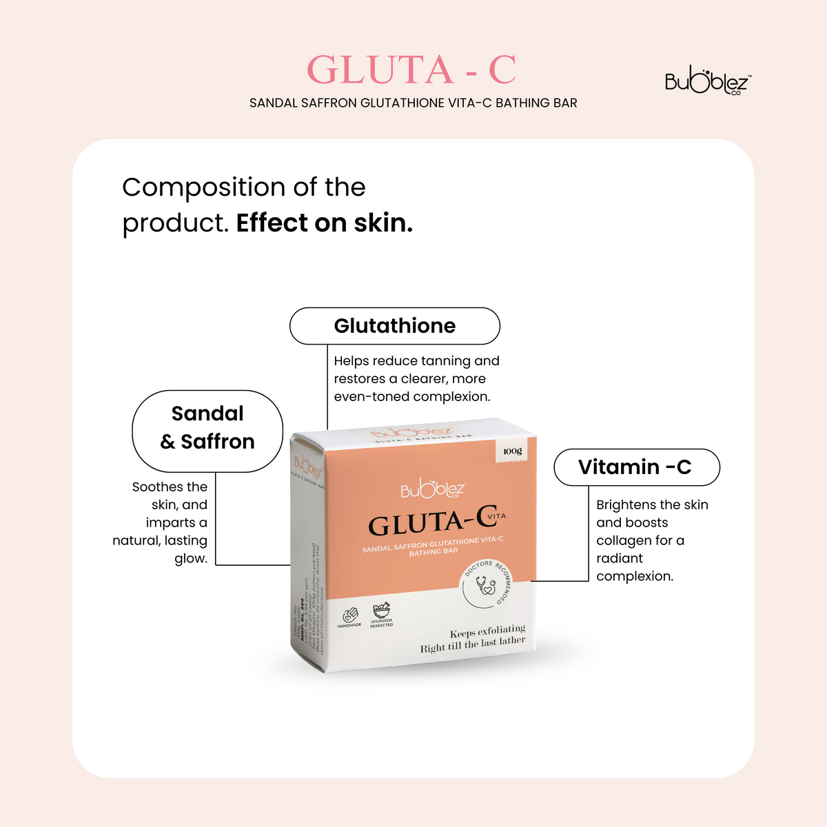 Gluta-C Glutathione Sandal Saffron Vitamin-C Bathing bar