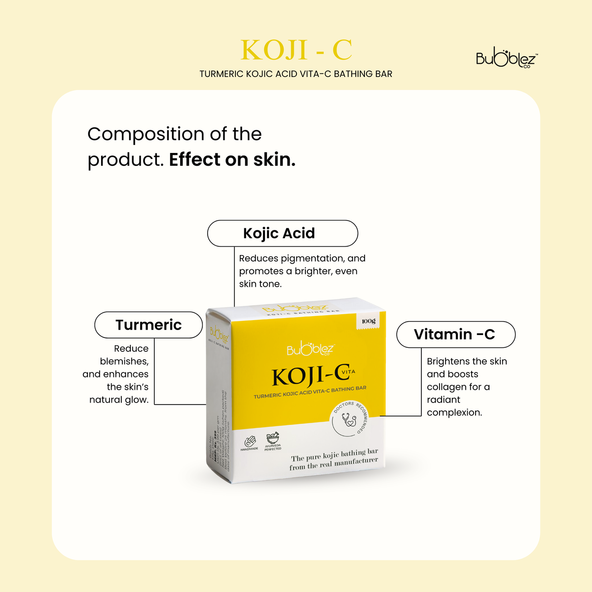 Koji-C 2% Kojic acid Vitamin-C Turmeric Bathing bar