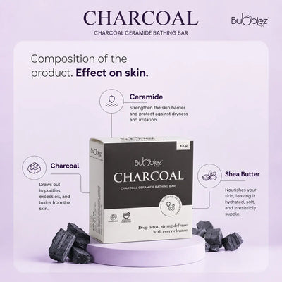 Charcoal Ceramide Bathing Bar | Activated Charcoal Soap for Skin Detox, Deep Cleansing & Clear Skin Bubblez Cosmetics