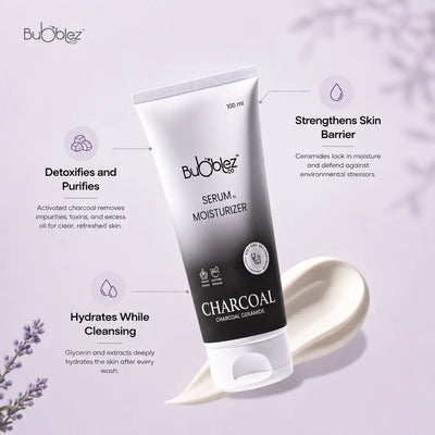 Charcoal Ceramide Serum in Moisturizer (2 in 1) | Detoxifying & Hydrating Charcoal Serum Moisturizer for Clear, Healthy Skin Bubblez Cosmetics