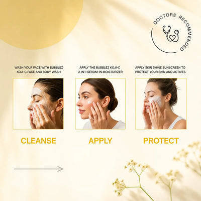Kojic Acid Spotless Skin Trio | 3-Step Routine to Brighten & Protect Bubblez Cosmetics
