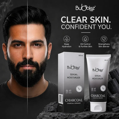 Charcoal Ceramide Serum in Moisturizer (2 in 1) | Detoxifying & Hydrating Charcoal Serum Moisturizer for Clear, Healthy Skin Bubblez Cosmetics