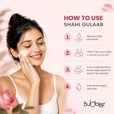 Shahi Gulaab Niacinamide Bathing Bar | Rose Glow Soap for Soft Skin Bubblez Cosmetics