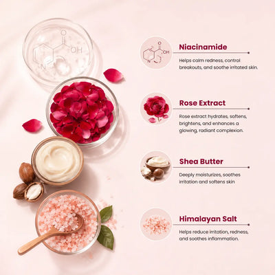 Shahi Gulaab Niacinamide Bathing Bar | Rose Glow Soap for Soft Skin Bubblez Cosmetics