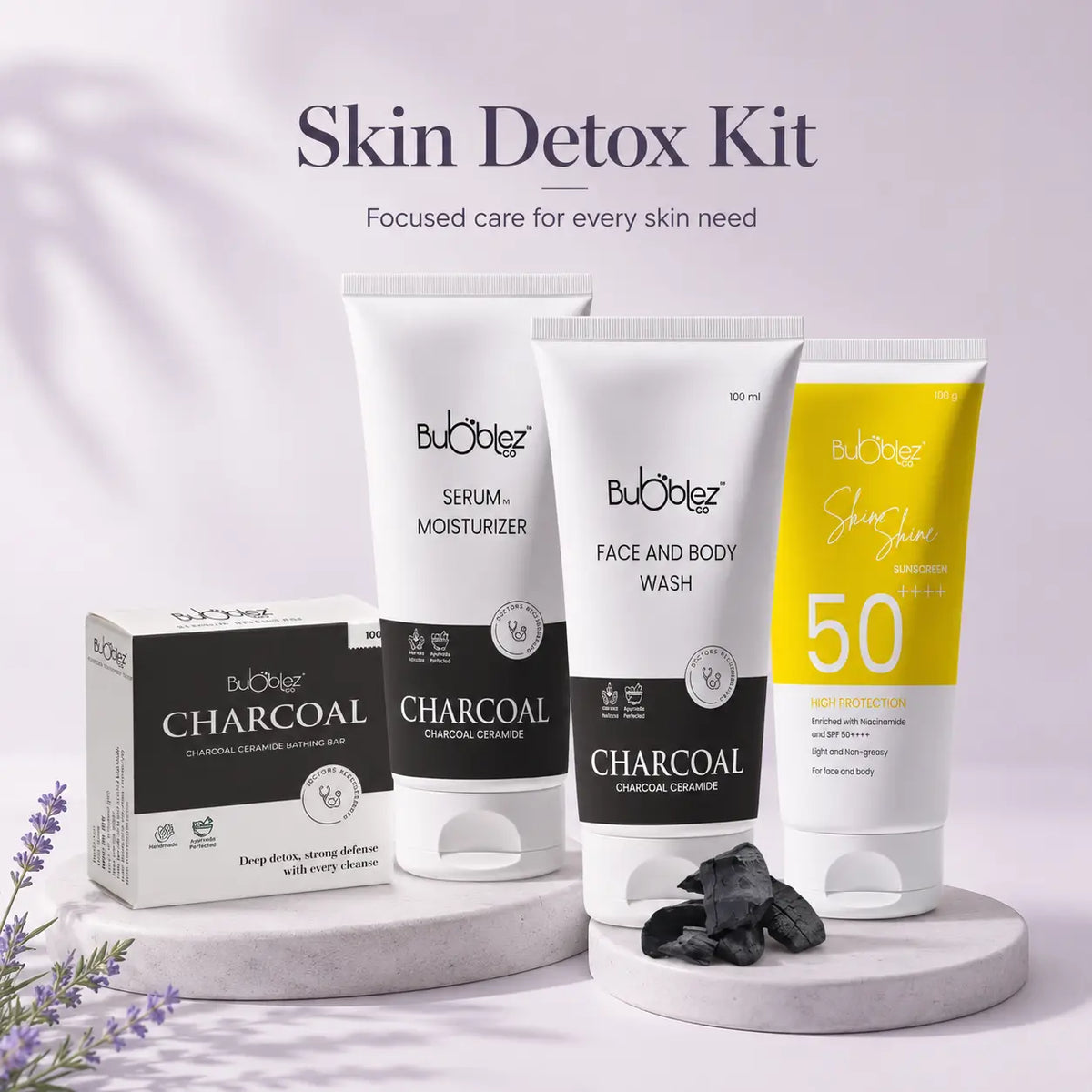 Charcoal Ceramide Face & Body Wash (2 in 1) | Activated Charcoal Face Wash & Ceramide Cleanser for Detoxed, Clear Skin Bubblez Cosmetics