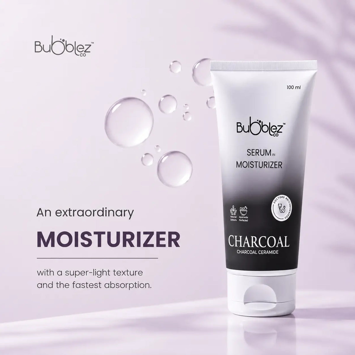 Charcoal Ceramide Serum in Moisturizer (2 in 1) | Detoxifying & Hydrating Charcoal Serum Moisturizer for Clear, Healthy Skin Bubblez Cosmetics