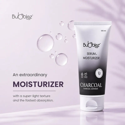Charcoal Ceramide Serum in Moisturizer (2 in 1) | Detoxifying & Hydrating Charcoal Serum Moisturizer for Clear, Healthy Skin Bubblez Cosmetics