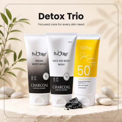 Charcoal Detox Trio: 3-Step Skincare Routine to Purify, Hydrate & Protect Bubblez Cosmetics