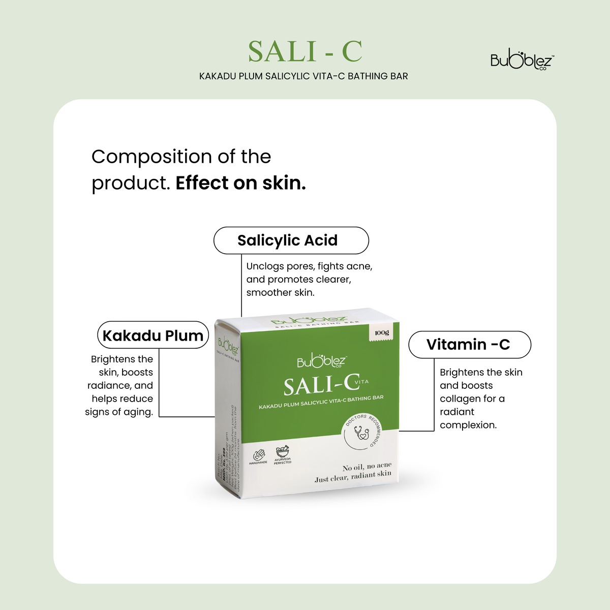 Sali-C Salicylic acid Kakadu plum Vitamin-C Bathing bar