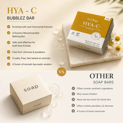 Hya-C Bathing Bar | Hyaluronic Acid Soap with Chamomile & Vitamin C for Hydrating, Radiant Skin Bubblez Cosmetics
