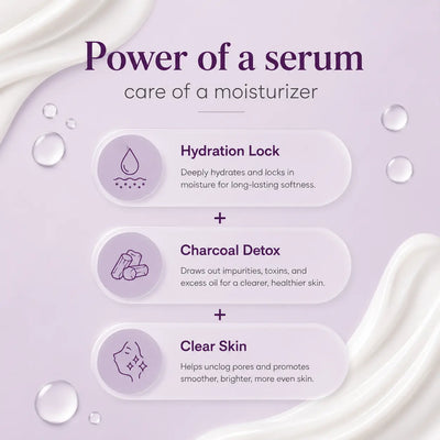Charcoal Ceramide Serum in Moisturizer (2 in 1) | Detoxifying & Hydrating Charcoal Serum Moisturizer for Clear, Healthy Skin Bubblez Cosmetics