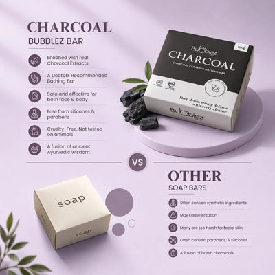 Charcoal Ceramide Bathing Bar | Activated Charcoal Soap for Skin Detox, Deep Cleansing & Clear Skin Bubblez Cosmetics