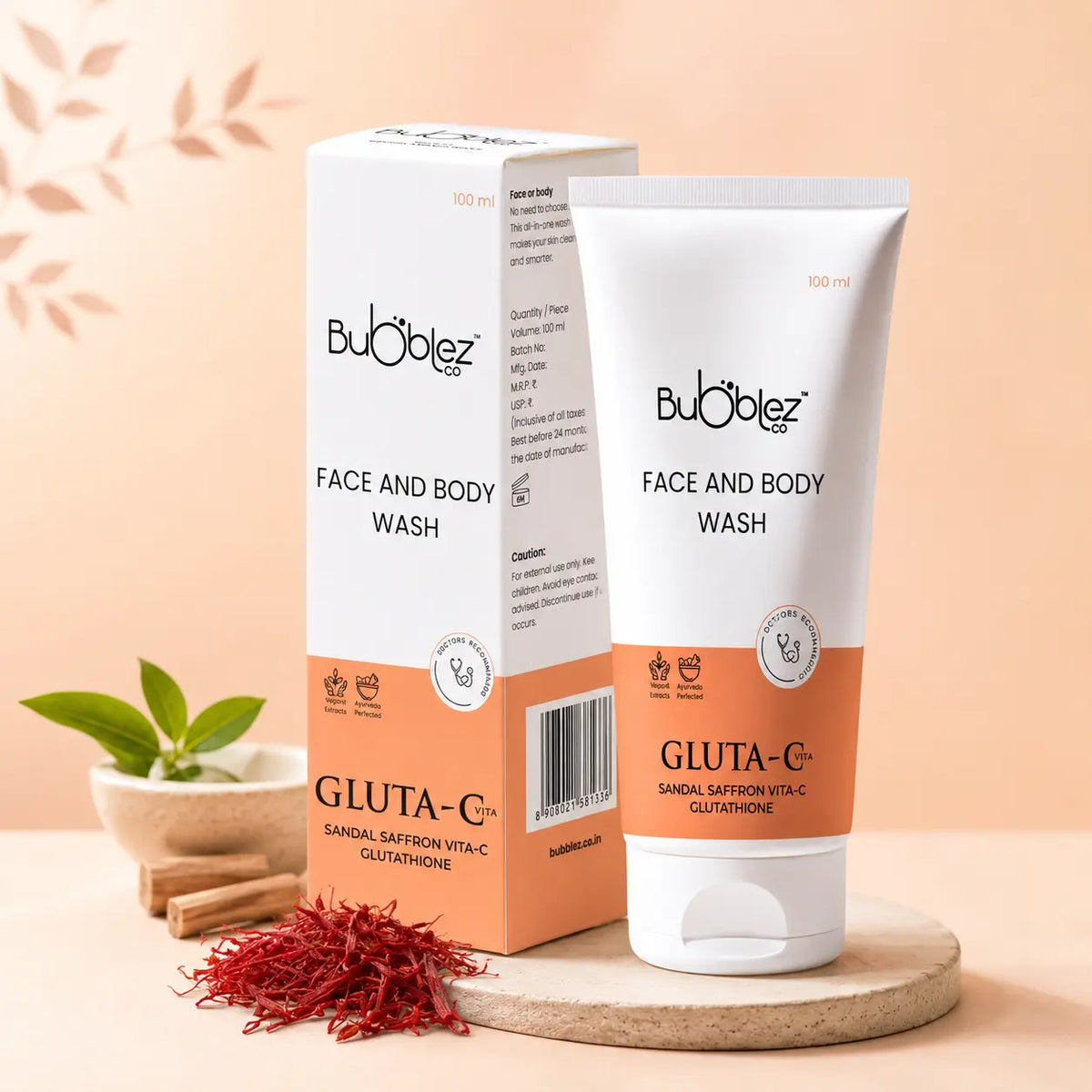 Gluta-C Face & Body Wash (2 in 1) | Glutathione Face Wash for Tan-Free Glow Bubblez Cosmetics