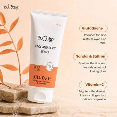 Gluta-C Face & Body Wash (2 in 1) | Glutathione Face Wash for Tan-Free Glow Bubblez Cosmetics