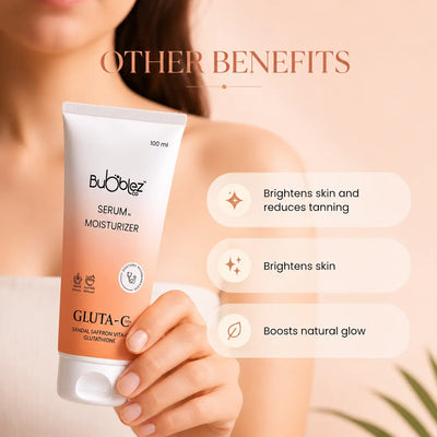 Gluta-C Glutathione Serum Moisturizer (2 in 1) | Sandal, Saffron & Vitamin C for Tan Removal & Glowing Skin Bubblez Cosmetics