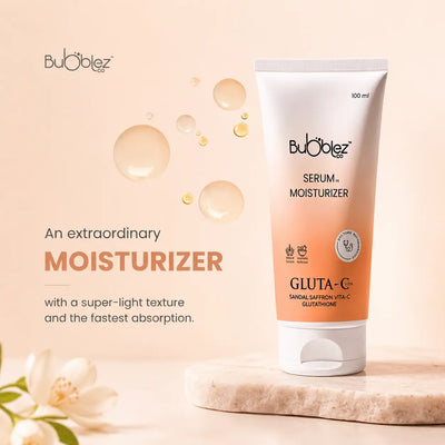 Gluta-C Glutathione Serum Moisturizer (2 in 1) | Sandal, Saffron & Vitamin C for Tan Removal & Glowing Skin Bubblez Cosmetics