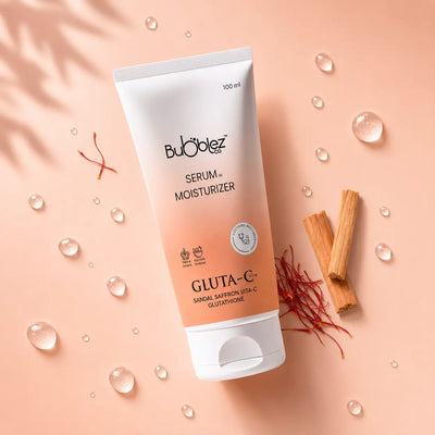 Gluta-C Glutathione Serum Moisturizer (2 in 1) | Sandal, Saffron & Vitamin C for Tan Removal & Glowing Skin Bubblez Cosmetics