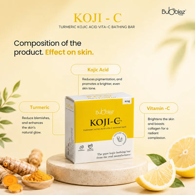 Koji-C Bathing Bar | 2% Kojic Acid, Vitamin-C & Turmeric Soap for Pigmentation & Bright, Even Skin Bubblez Cosmetics