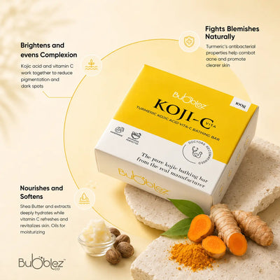 Koji-C Bathing Bar | 2% Kojic Acid, Vitamin-C & Turmeric Soap for Pigmentation & Bright, Even Skin Bubblez Cosmetics