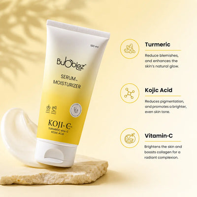 Koji-C Kojic Acid Serum Moisturizer (2 in 1) | 2% Kojic Acid, Vitamin C & Turmeric for Pigmentation & Bright Skin Bubblez Cosmetics