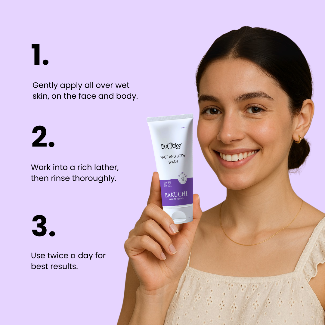 Bakuchi + Retinol Face & Body Wash (2 in 1) | A modern ayurvedic Anti-Aging Cleanser for Youthful, Glowing Skin