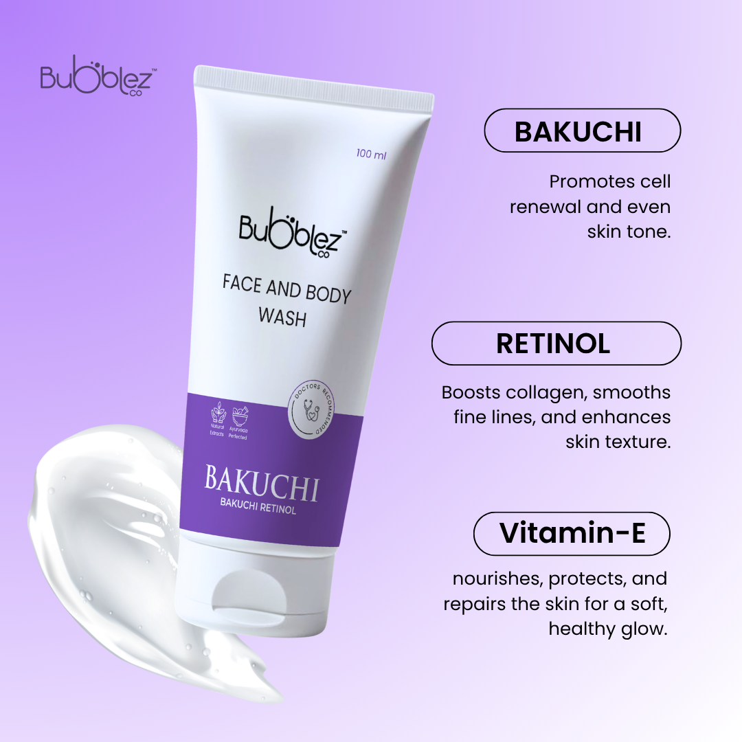 Bakuchi + Retinol Face & Body Wash (2 in 1) | A modern ayurvedic Anti-Aging Cleanser for Youthful, Glowing Skin