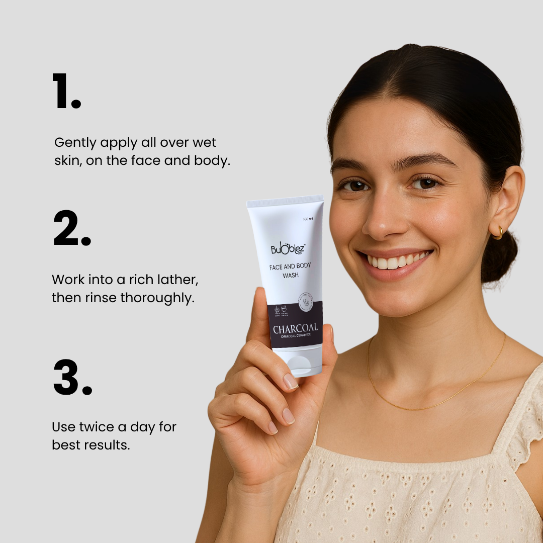 Charcoal Ceramide Face & Body Wash (2 in 1) | Activated Charcoal & Ceramide Cleanser for Detoxed, Clear Skin