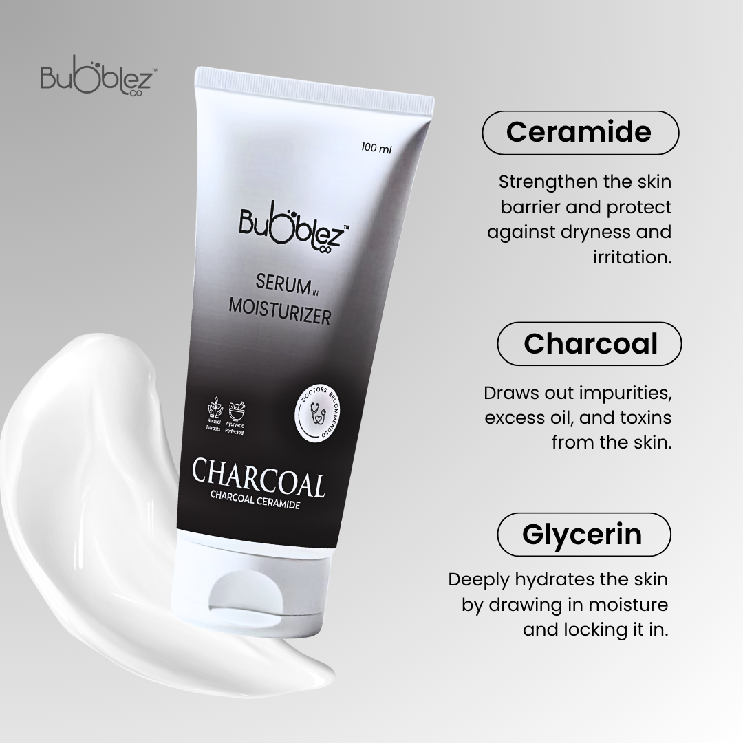 Charcoal Ceramide Serum in Moisturizer (2 in 1) | Detoxifying & Hydrating Serum for Clear, Healthy Skin
