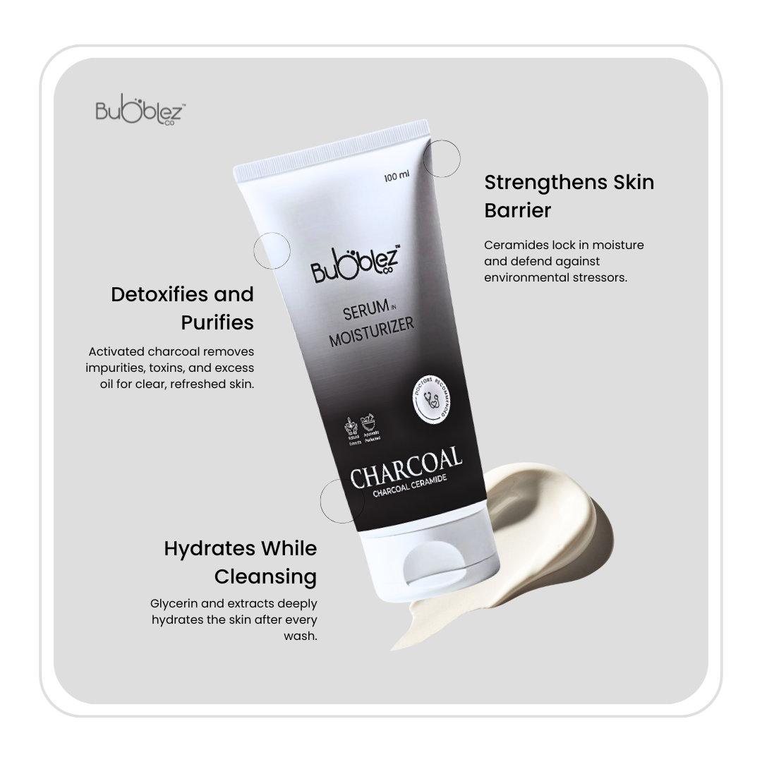 Charcoal Ceramide Serum in Moisturizer (2 in 1) | Detoxifying & Hydrating Serum for Clear, Healthy Skin