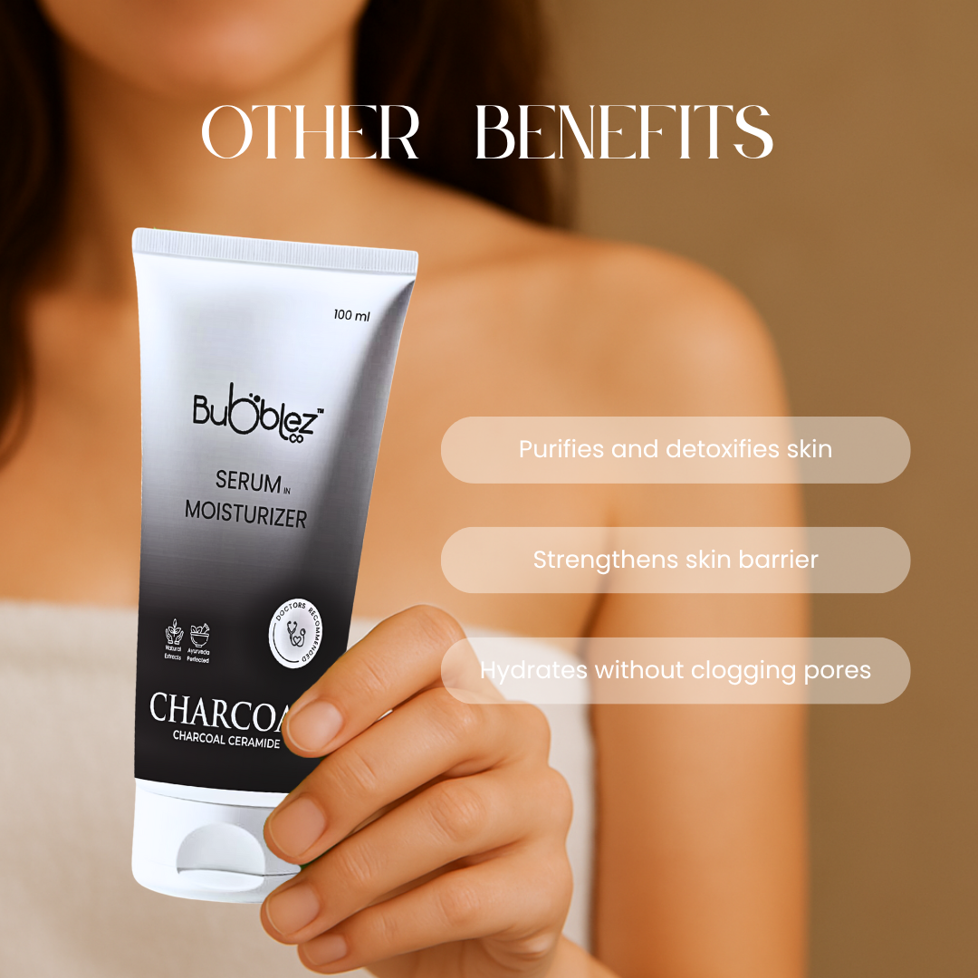 Charcoal Ceramide Serum in Moisturizer (2 in 1) | Detoxifying & Hydrating Serum for Clear, Healthy Skin