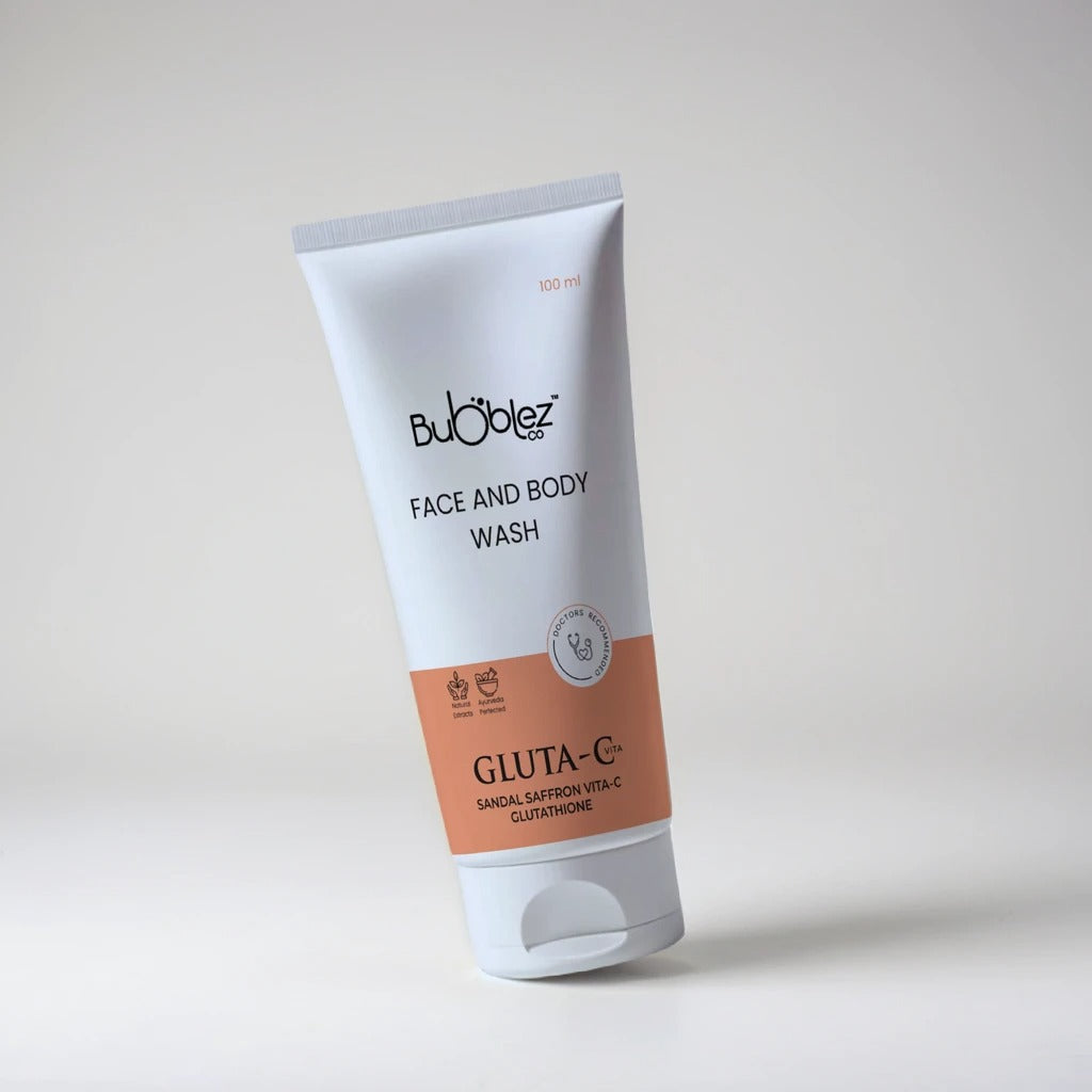 Gluta-C Face & Body Wash (2 in 1) | Glutathione, Sandal & Saffron with Vitamin-C for Tan Removal & Glowing Skin