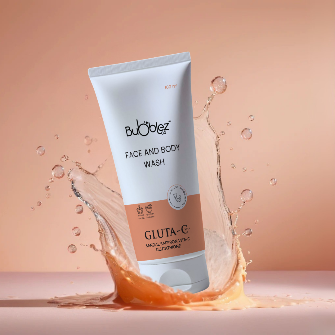 Gluta-C Face & Body Wash (2 in 1) | Glutathione, Sandal & Saffron with Vitamin-C for Tan Removal & Glowing Skin