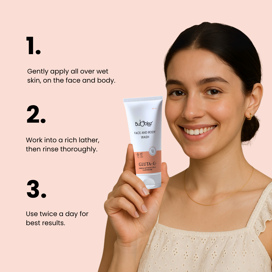 Gluta-C Face & Body Wash (2 in 1) | Glutathione, Sandal & Saffron with Vitamin-C for Tan Removal & Glowing Skin