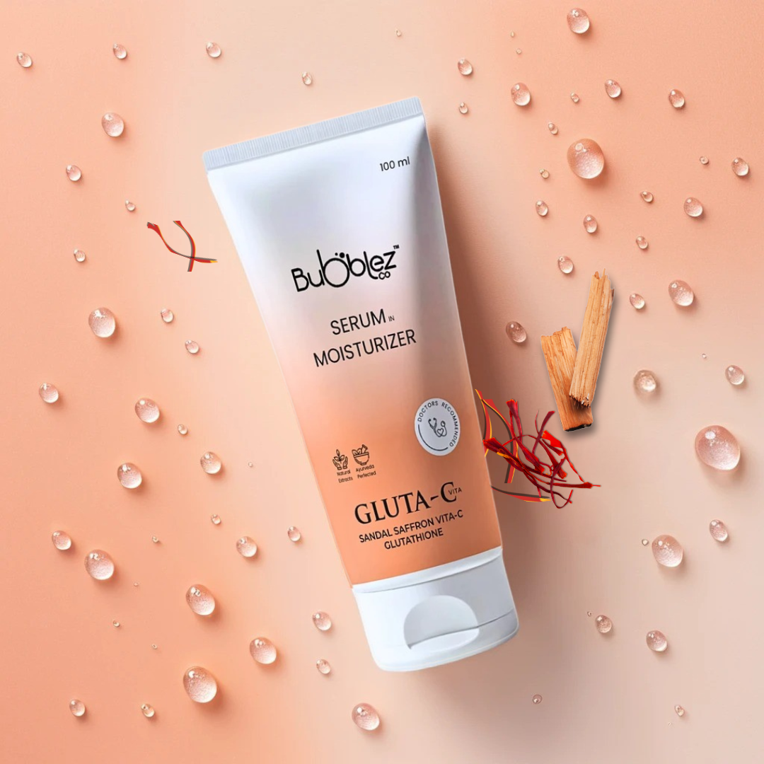 Gluta-C Serum in Moisturizer (2 in 1) | Glutathione, Sandal & Saffron with Vitamin-C for Tan Removal & Glowing Skin